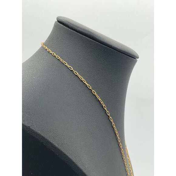 Gold Tone Initial M Pendant Necklace With Colorful Stones & Lobster Clasp - Picture 3 of 5